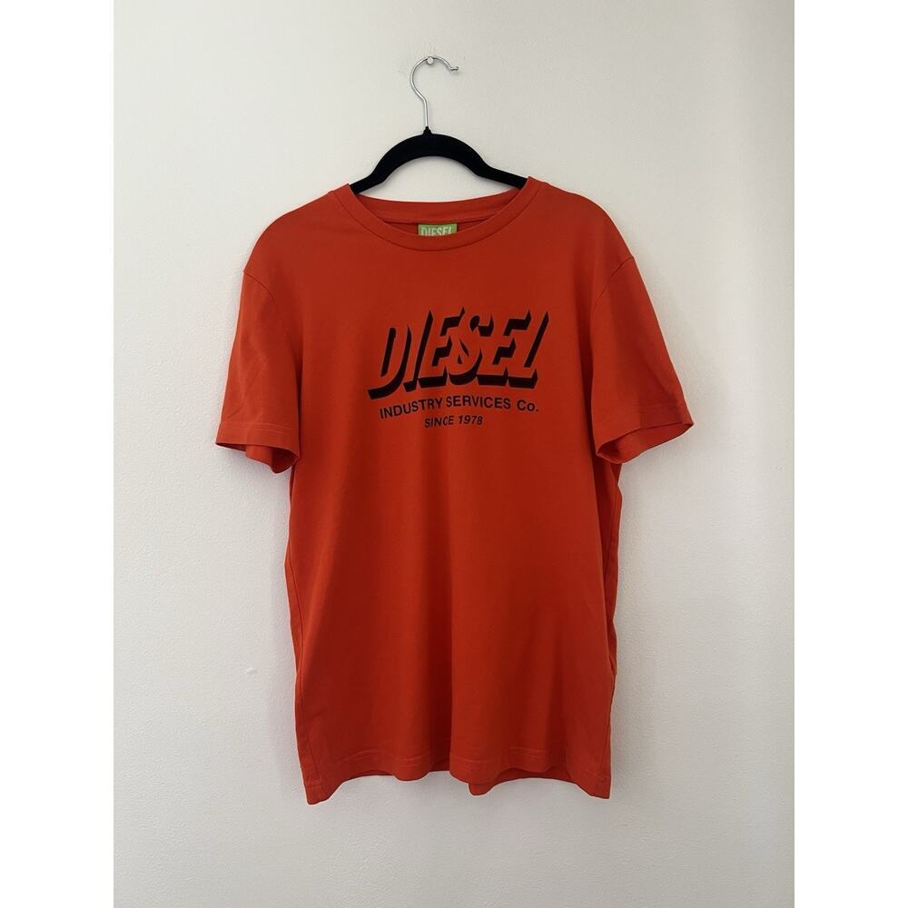Diesel Industry Services Co Graphic t shirt men's orange Size Medium